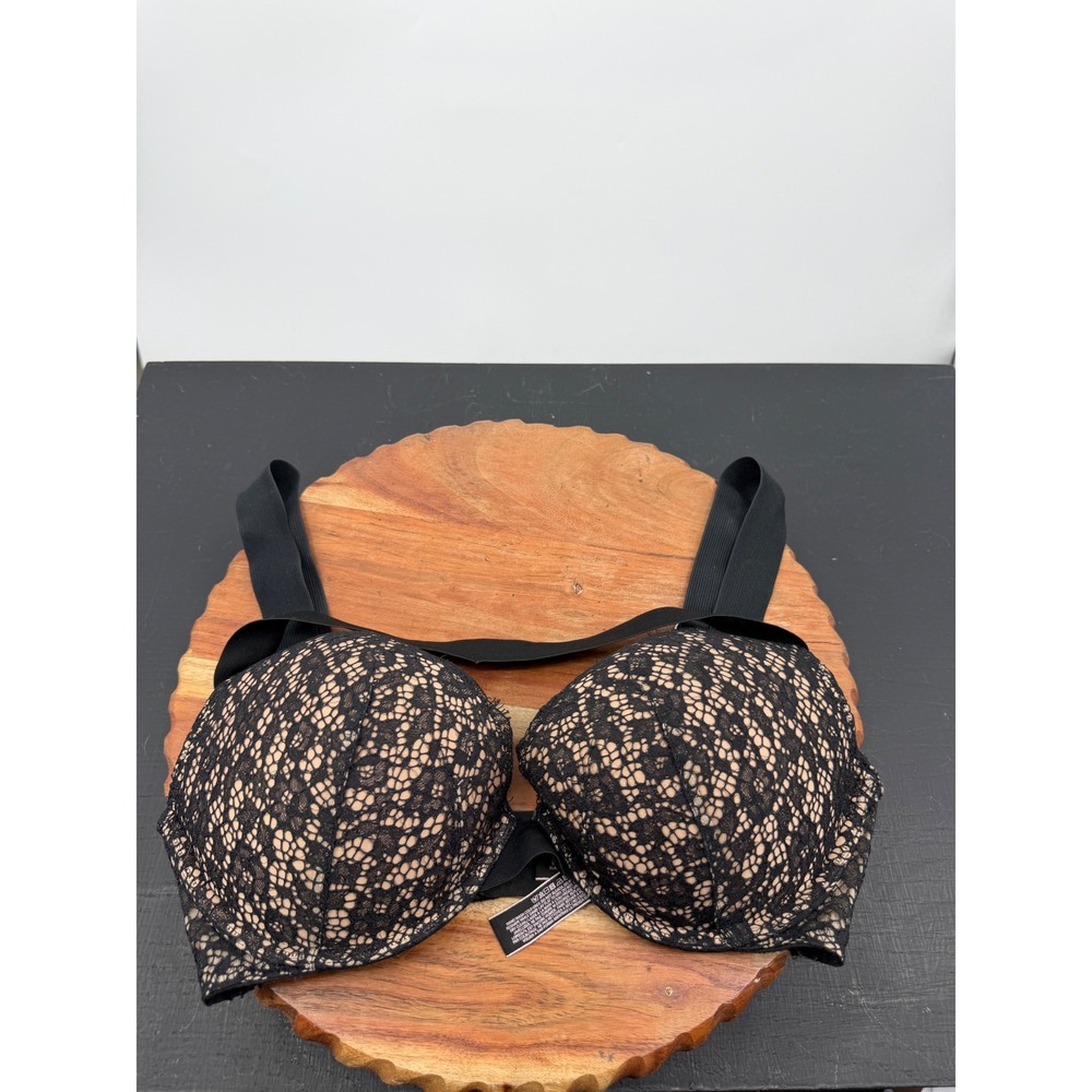 Victoria's Secret Very Sexy Push-Up Bra Women 32DD Black Nude Lace Underwire